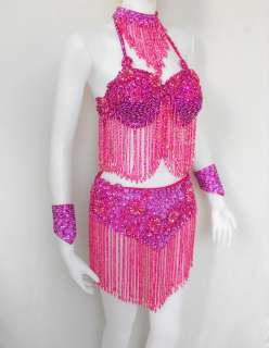 Da NeeNa F6 Party Latin Dance Belly Drag Sequin Dress Costume M  