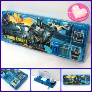DC Batman Dark Night Pencil Case Box w Sharpener BLUE  