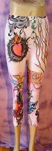 Lady Gaga Style Legging Tights white Tattoo Design new  