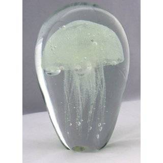Glass Jellyfish Paperweight (Glow In Dark)   Jelly Fish Paper Weight