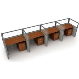   Four 47H Units   4W Desks   Translucent Top Panels