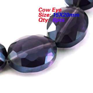   Lots Clear 6pcs Jewelry Making DIY Cow Eye Crystal Faceted Loose Beads