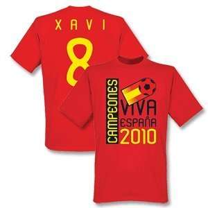  2010 Spain World Cup Winners Tee   Red + Xavi 8 Sports 