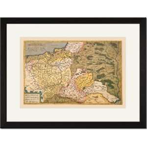   /Matted Print 17x23, Map of Poland and Eastern Europe