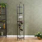   Saving Scrolled Metal Wooden 8 Bottle Wine & 4 Glass Rack Stand  