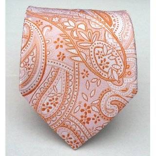  100% Silk Woven Coral Paisley Tie Clothing