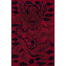 Hand tufted Red Dragon Rug (36 x 56)  
