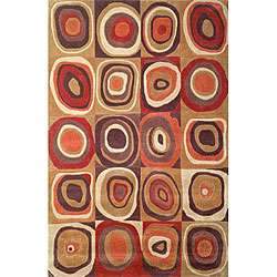 Hand tufted Amalfi Circle in Square Red Rug (2 x 8)  