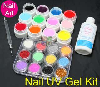 DIY Acrylic Glitter Powder UV Builder Gel Nail Art Kit #412  