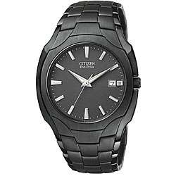 Citizen Mens Eco Drive Ion plated Black Stainless Steel Watch 