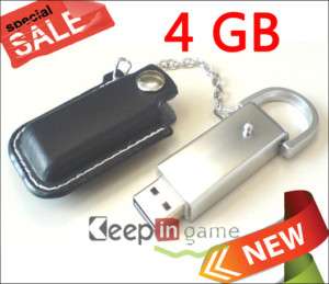 Leather Keychain USB Flash Memory Stick Drive 4GB 4 GB  