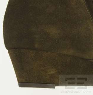 Giuseppe Zanotti Olive Green Suede Tall Flat Boots Size 40 NEW  