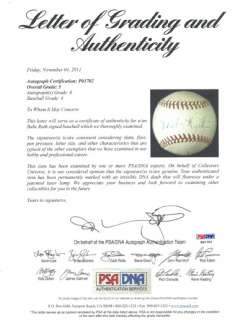 Babe Ruth Autographed Signed Official AL Baseball Graded 5 PSA/DNA 