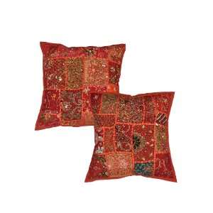 Indian Cushion Covers with Heavy Zari, Embroidery, Beads & Old Dress 