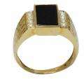   Buman 10k Gold Mens Black Agate and 1/10ct TDW Diamond Ring (K L, I1