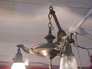 Antique Revival Brass Chandelier & Glass Globes  