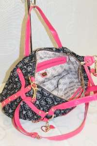LADIES Handbag Sheer Bliss Satchel BLACK/PINK Denim Purse Bags #GU 
