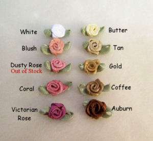 Tiny Ribbon Roses   1/4 for doll clothes & miniatures  