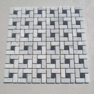 White Carrera Carrara Pinwheel Tile Mosaic Tumbled  