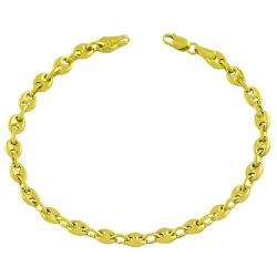 14k Yellow Gold Puff Mariner Bracelet  