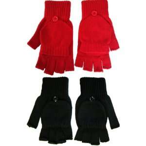 Wholesale Lots 2 Pairs Fingerless Gloves with Mitten Covers Business 
