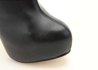 11293 Lambskin Mid Calf Handmade Kill Heel Boots Black US  