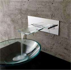Kokols Bath Glass Wall mounted Waterfall Chrome Faucet  