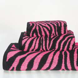 Pink Zebra 3 piece Cotton Towel Set  