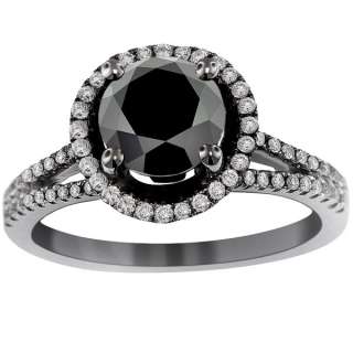 68 Carat Black Diamond Engagement Ring Vintage Style 18K Black Gold 