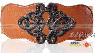 Women Fashion Vintage PU Leather Flower Wide Waistband Belt 5 Colors 