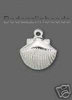 96 Silver Plated Sea Shell Charms~Scallop Seashell Drop  