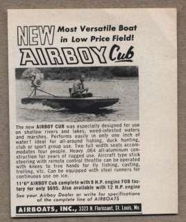 1960 Vintage Ad Airboy Cub Boat and Motor  