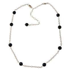 Gems For You 14k Yellow Gold Black Onyx Necklace  