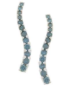 14k White Gold 1ct TDW Blue Diamond Journey Earrings (I2 I3 