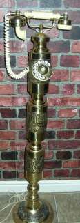 Vintage Collectible Tall Brass Phone Rotary Standing  