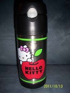 HELLO KITTY THERMOS 12 OZ FUNTAINER ~ VERY GENTLY USED ~ BLACK 