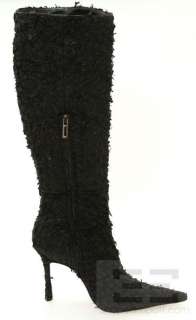 Terry Biviano Black Tall Fishscale Suede Heeled Boots Size 39.5  