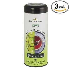 The Tea Nation Round Black Tea Bags, Kiwi, 50 Count (Pack of 3 