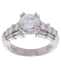 Scott Kay Platinum 1 ct Diamond Engagement Ring with CZ Center Stone