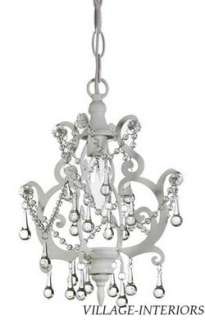 PETITE SHABBY N CHIC WHITE CRYSTALS ROMANTIC CHANDELIER  