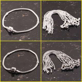   18KGP/925 Silver Carved Clasp European Snake Bracelets Fit Charm Beads