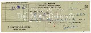 Signed Autographed Bank Check from Jack LaLanne  