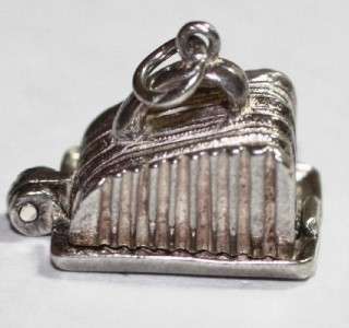 OPENS   MOUSE IN CHEESE DISH Vintage Sterling Silver 3D Charm ~circa 