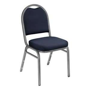 Fabric Padded Stack Chair   Midnight Blue Fabric/Silvervein Frame