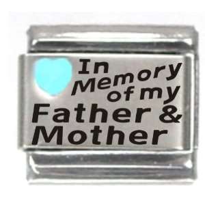  In Memory Of My Father and Mother Light Blue Heart Laser 