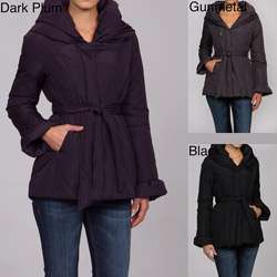 Coffee Shop Womens Shawl Collar Belted Down Coat  