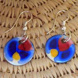 Enamel over Copper Our Blue Earth Earrings (Chile)  