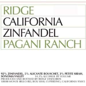  2009 Ridge Pagani Ranch Zinfandel 750ml Grocery 