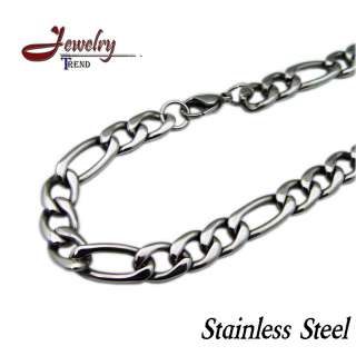 Stainless Steel Solid Figaro Chain 8mm 8 20 22 24 26 28 30 INCHES 