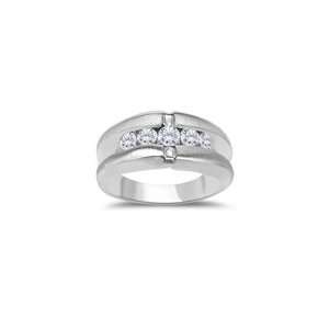 0.77 CT 5 DIAMOND CHANNEL SET MENS WHITE RING 8.0 Jewelry